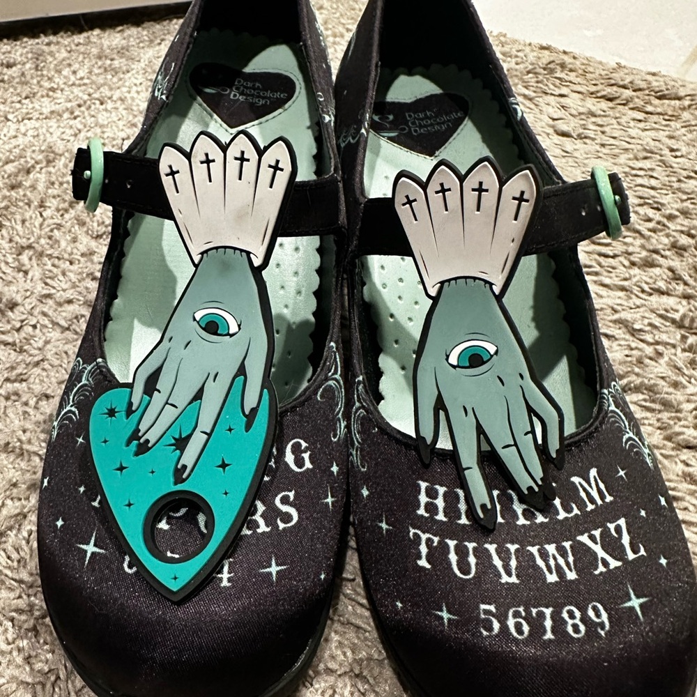 Hot Chocolate Design Ouija Mary Jane Heels Size 36 size 6.5 Spooky Goth Shoes - Picture 9 of 11